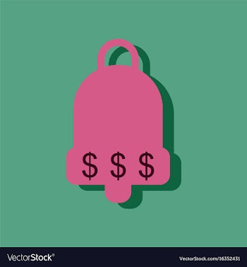 Flat icon design collection bell with dollar vector image