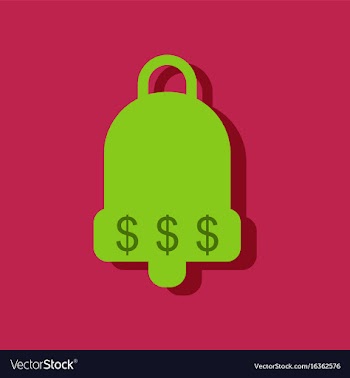 Flat icon design collection bell with dollar vector image