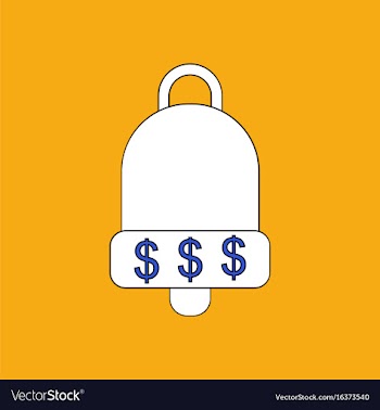 Flat icon design collection bell with dollar vector image