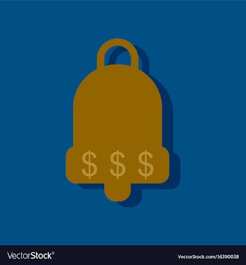 Flat icon design collection bell with dollar vector image