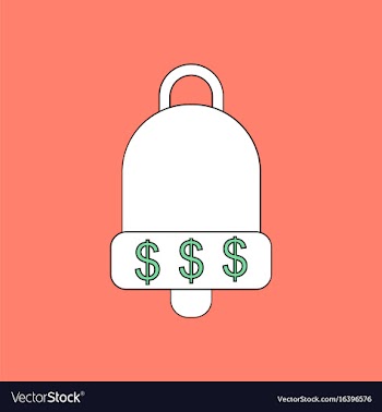 Flat icon design collection bell with dollar vector image