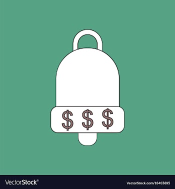 Flat icon design collection bell with dollar vector image