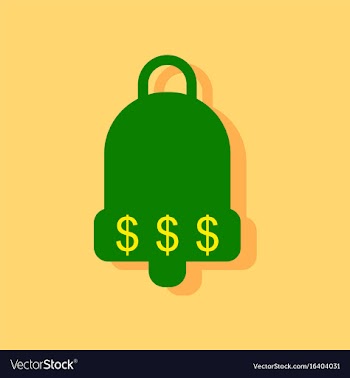 Flat icon design collection bell with dollar vector image
