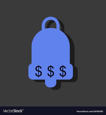 Flat icon design collection bell with dollar vector image