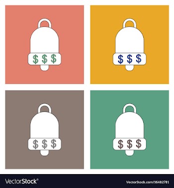 Flat icon design collection bell with dollar vector image