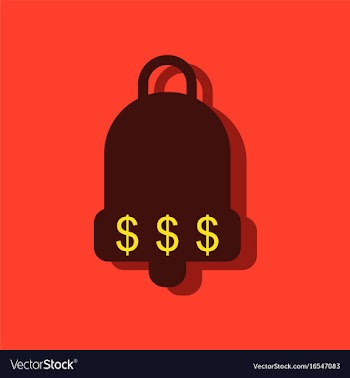 Flat icon design collection bell with dollar vector image