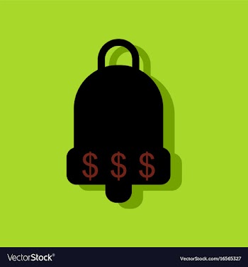 Flat icon design collection bell with dollar vector image