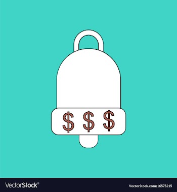 Flat icon design collection bell with dollar vector image