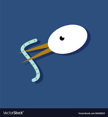Flat icon design collection bird and worm in vector image