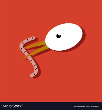 Flat icon design collection bird and worm in vector image