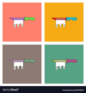 Flat icon design collection bloody army knife vector image