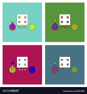 Flat icon design collection board game piece dice vector image