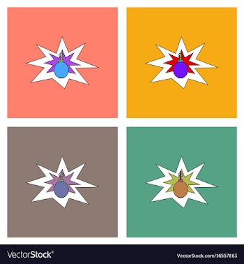 Flat icon design collection bomb explosion vector image