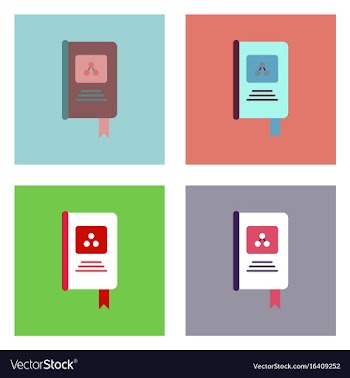 Flat icon design collection book about molecules vector image