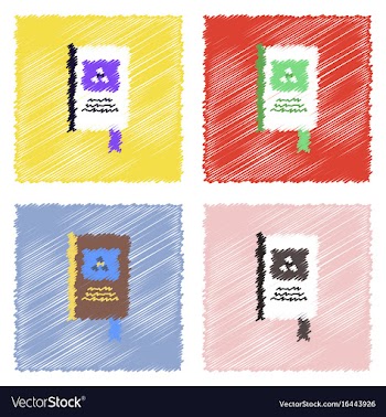 Flat icon design collection book about molecules vector image