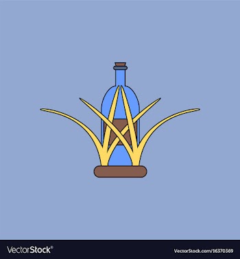 Flat icon design collection bottle in grass vector image