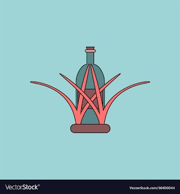 Flat icon design collection bottle in grass vector image