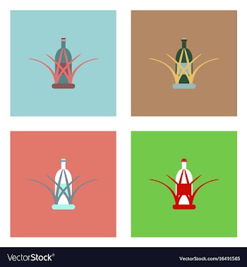 Flat icon design collection bottle in grass vector image
