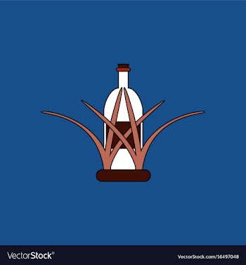 Flat icon design collection bottle in grass vector image