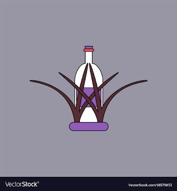 Flat icon design collection bottle in grass vector image