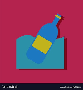 Flat icon design collection bottle in the ground vector image