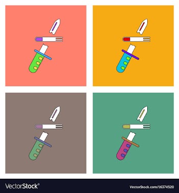 Flat icon design collection bullet broke knife vector image