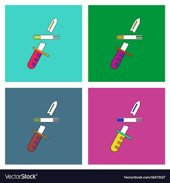 Flat icon design collection bullet broke knife vector image