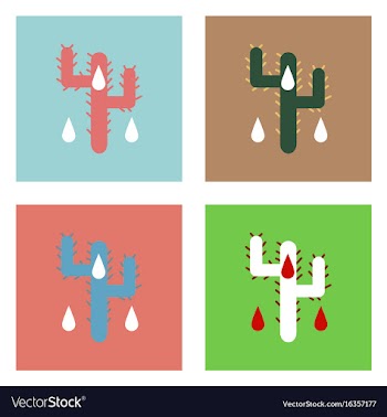 Flat icon design collection cactus and droplets vector image
