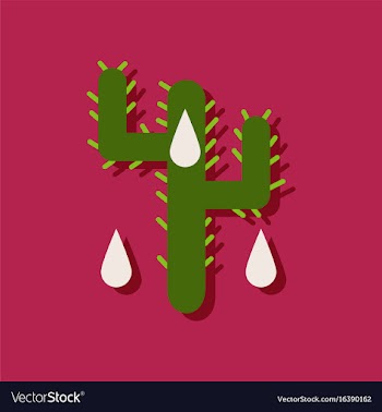 Flat icon design collection cactus and droplets vector image