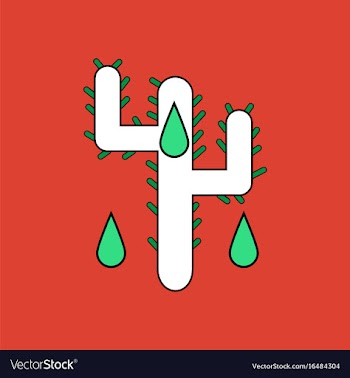 Flat icon design collection cactus and droplets vector image