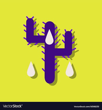 Flat icon design collection cactus and droplets vector image