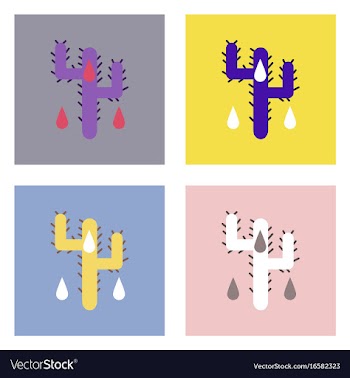 Flat icon design collection cactus and droplets vector image