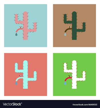 Flat icon design collection cactus with crane vector image