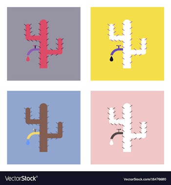 Flat icon design collection cactus with crane vector image