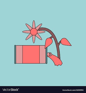 Flat icon design collection canned and flower vector image