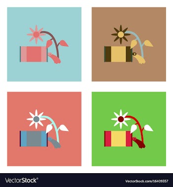 Flat icon design collection canned and flower vector image