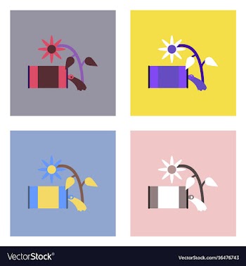 Flat icon design collection canned and flower vector image