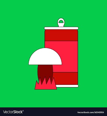 Flat icon design collection canned and mushroom vector image