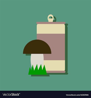 Flat icon design collection canned and mushroom vector image