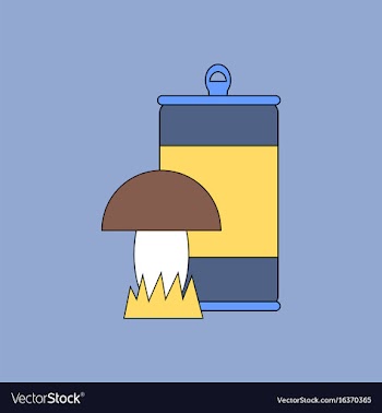 Flat icon design collection canned and mushroom vector image