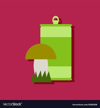 Flat icon design collection canned and mushroom vector image