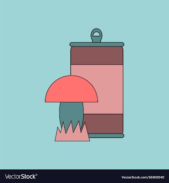 Flat icon design collection canned and mushroom vector image
