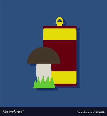 Flat icon design collection canned and mushroom vector image