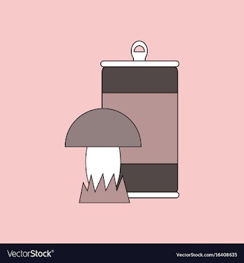 Flat icon design collection canned and mushroom vector image