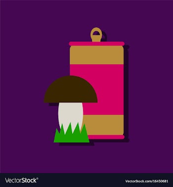 Flat icon design collection canned and mushroom vector image