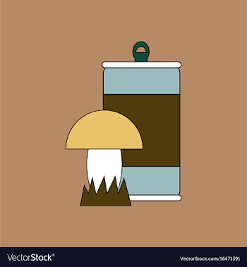 Flat icon design collection canned and mushroom vector image