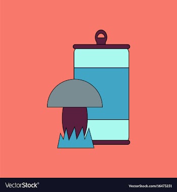 Flat icon design collection canned and mushroom vector image