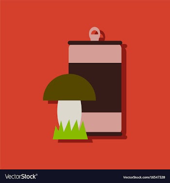Flat icon design collection canned and mushroom vector image