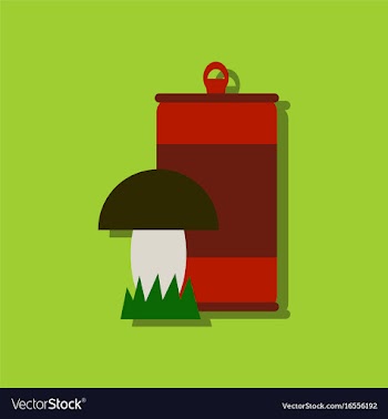 Flat icon design collection canned and mushroom vector image