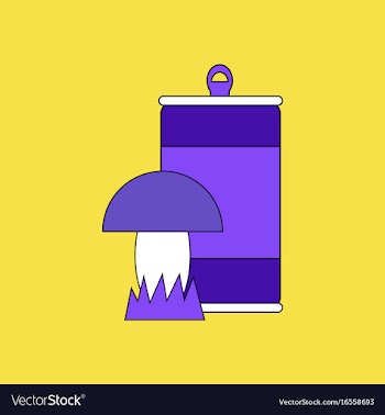 Flat icon design collection canned and mushroom vector image